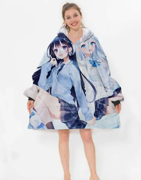 Virtual Youtuber amatsuka Uto Aoi Nabi Hoodie Blanket 1