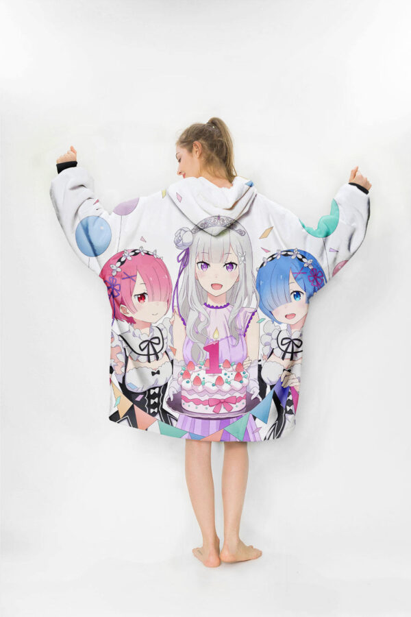 Re Zero Rem Ram Emilia Hoodie Blanket 2