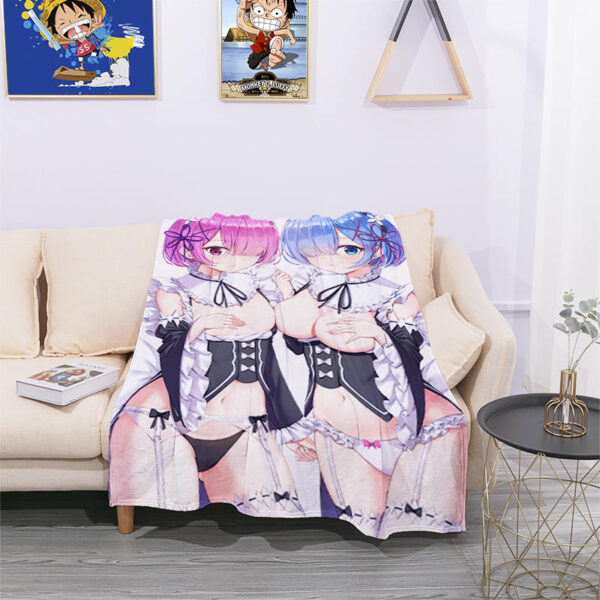 Re Zero Rem Ram Flannel Blanket