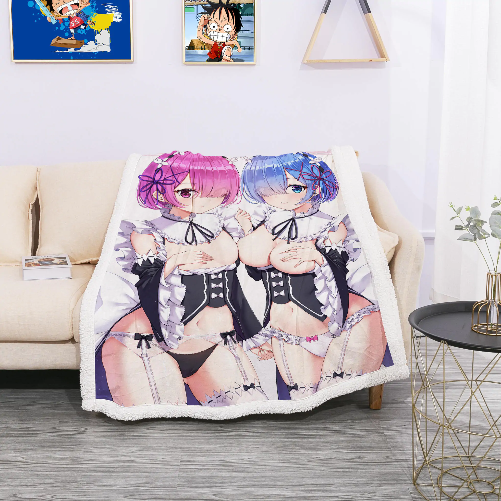 Mxdfafa Japanese Anime Re - Zero Kara Hajimeru Isekai Seikatsu Rem Ram Cozy  Soft Throw Blanket, Personalized Warm Lightweight Sofa Throw Flannel